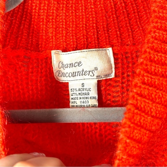 Vintage Mohair Cable Knit Tunic Sweater Orange Oversized Small Chance Encounters - Picture 6 of 10